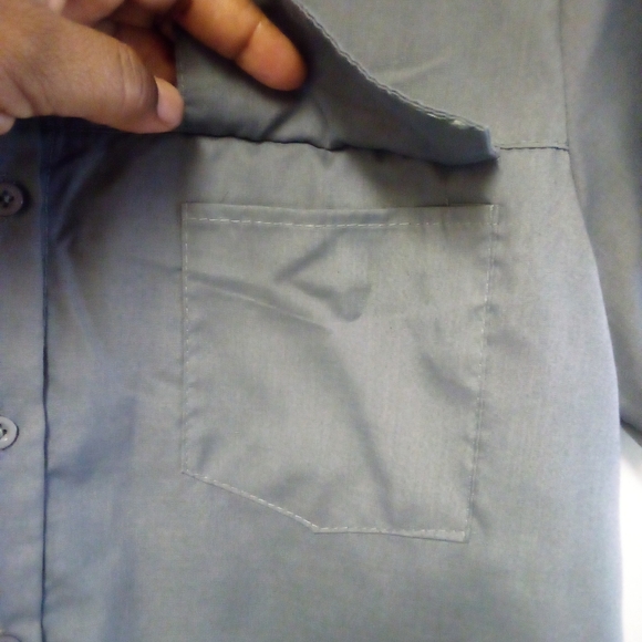 Women's Gray Short Sleeve Button Down Blouse Shirt Size L - Picture 2 of 10